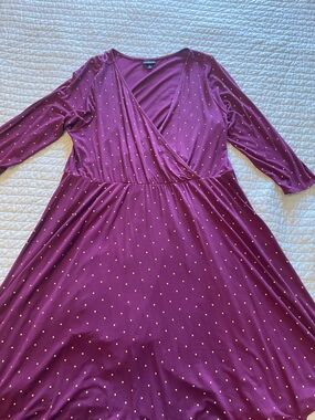 torrid Maroon Cross-Front Top Dress with Yellow Dots